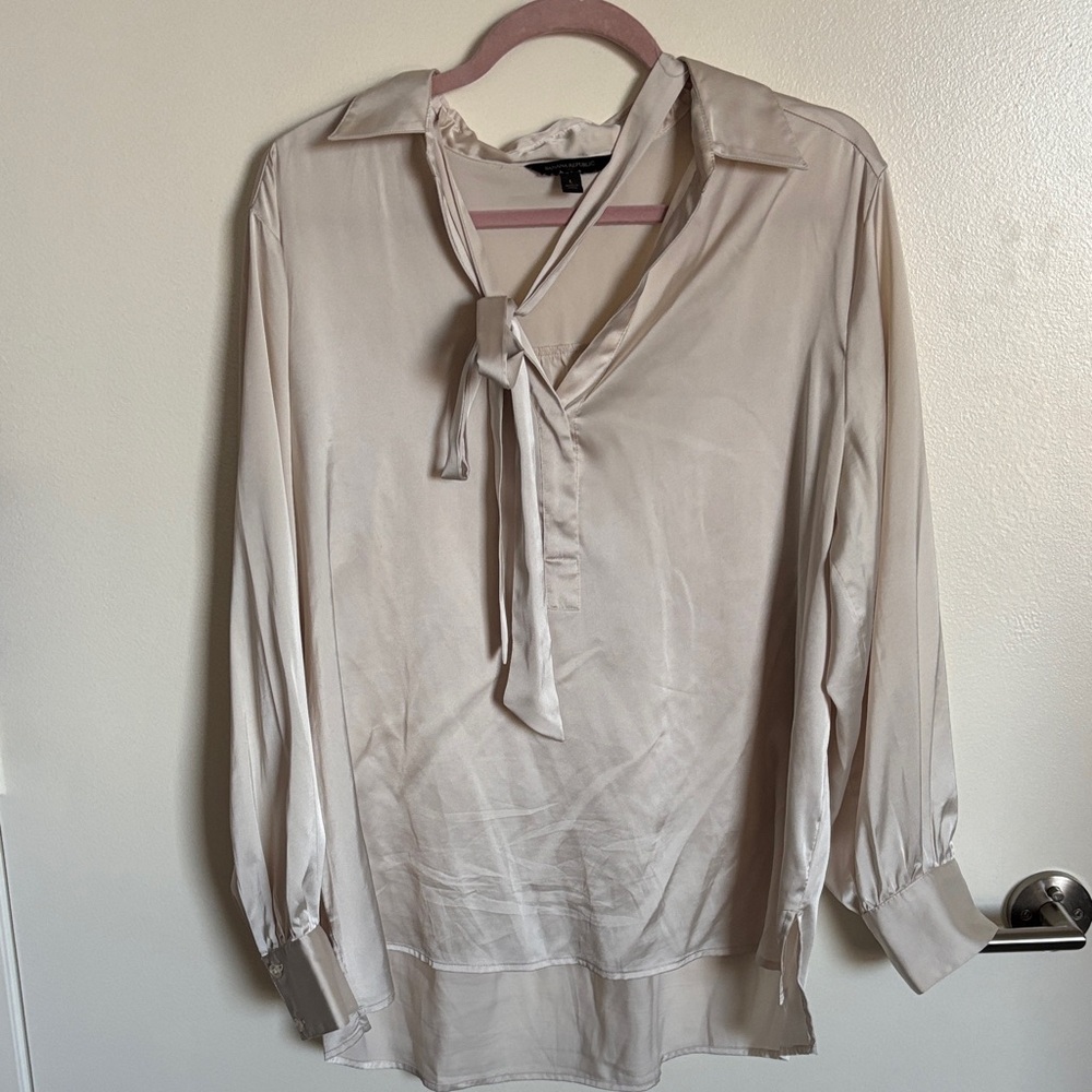 Banana Republic Cream Tie-Neck Blouse